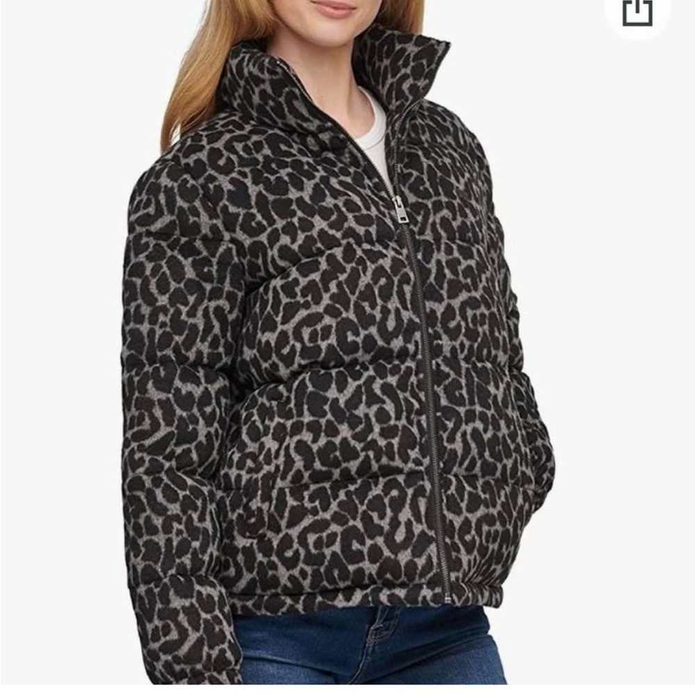 Levi's Black and Gray Animal Print Puffer Jacket